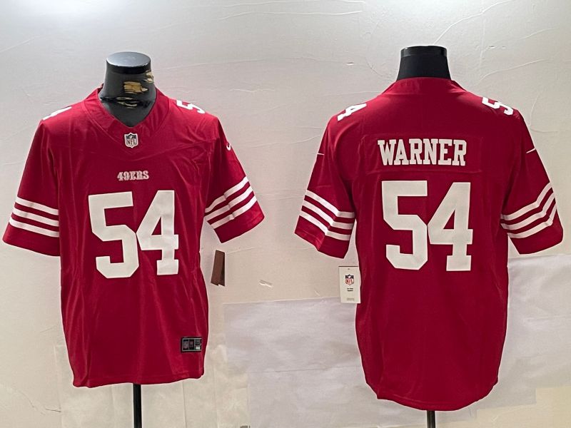 Men San Francisco 49ers #54 Warner Red Three generations 2024 Nike Vapor Limited NFL Jersey style 1->san francisco 49ers->NFL Jersey